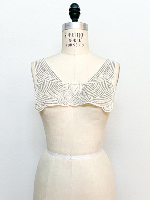 Silver Sequined Applique for Front Top